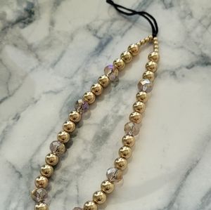 Beaded phone charm - golden crystal